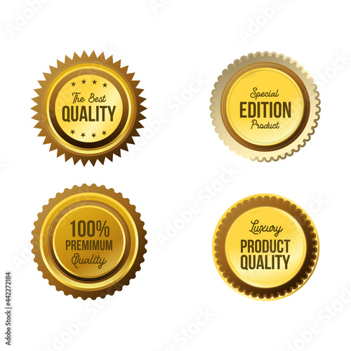 Premium quality golden flat luxury badge icon