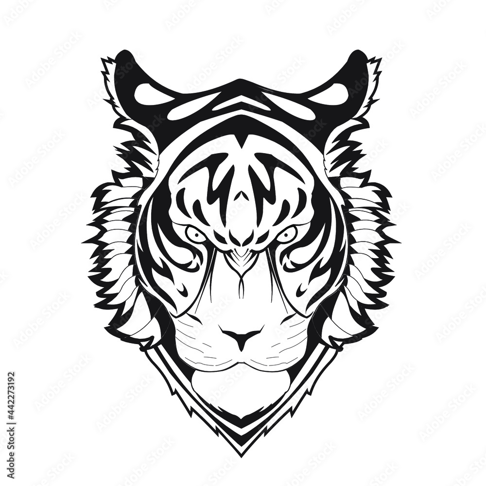 Illustration of tiger head with line art style Illustration of tiger head with line art style