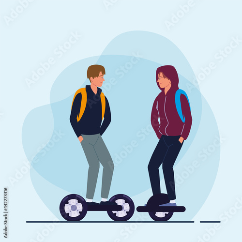 men riding electric transport