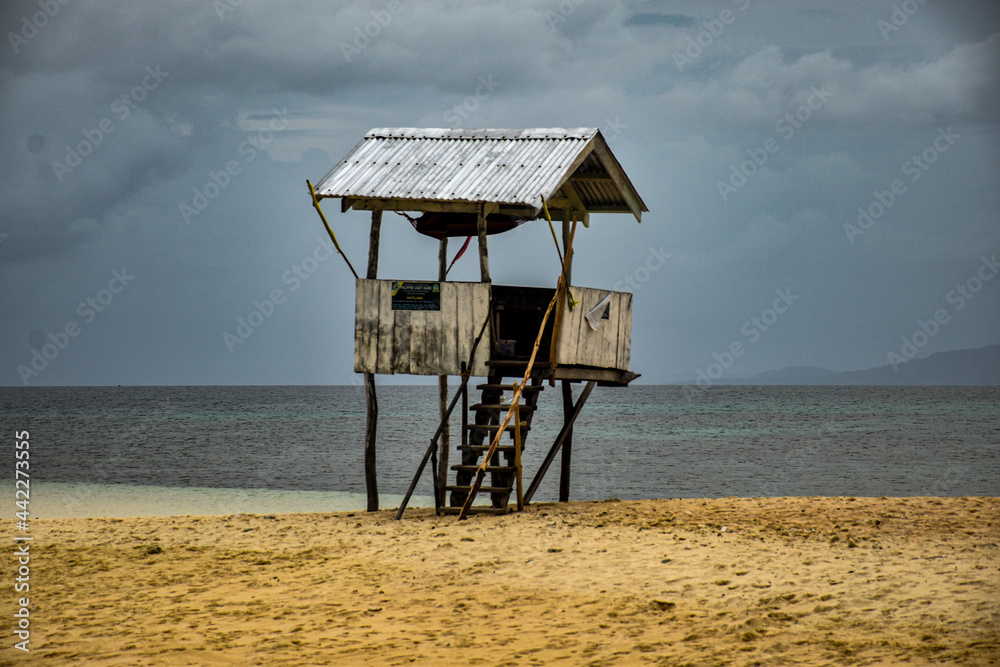 Small lifeguard tower on a remote island in the philippines. Small lifeguard tower on a remote island in the philippines.
