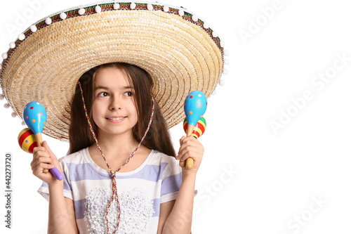 Happy Mexican girl in sombr...