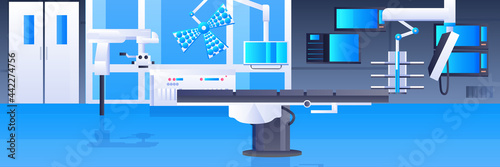 hospital operating table and medical devices modern clinic surgery room interior intensive therapy surgical procedures