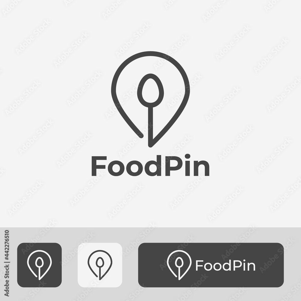 food location modern logo template, with spoon and pin icon symbol element combination food location modern logo template, with spoon and pin icon symbol element combination