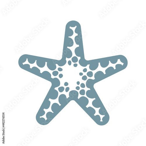 Sea starfish vector single icon, separate isolated illustration. Ocean and sea wild life. Underwater mollusk animal