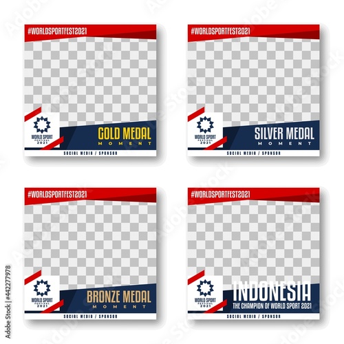 a set of social media template for world sports festival. olympic medal moments vector template.