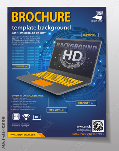  laptop computer application technology poster flyer communication hi tech innovation background 03