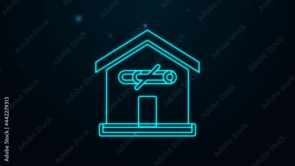 Glowing neon line No smoking at home icon isolated on black background. Area no smoking house. 4K Video motion graphic animation Glowing neon line No smoking at home icon isolated on black background. Area no smoking house. 4K Video motion graphic animation