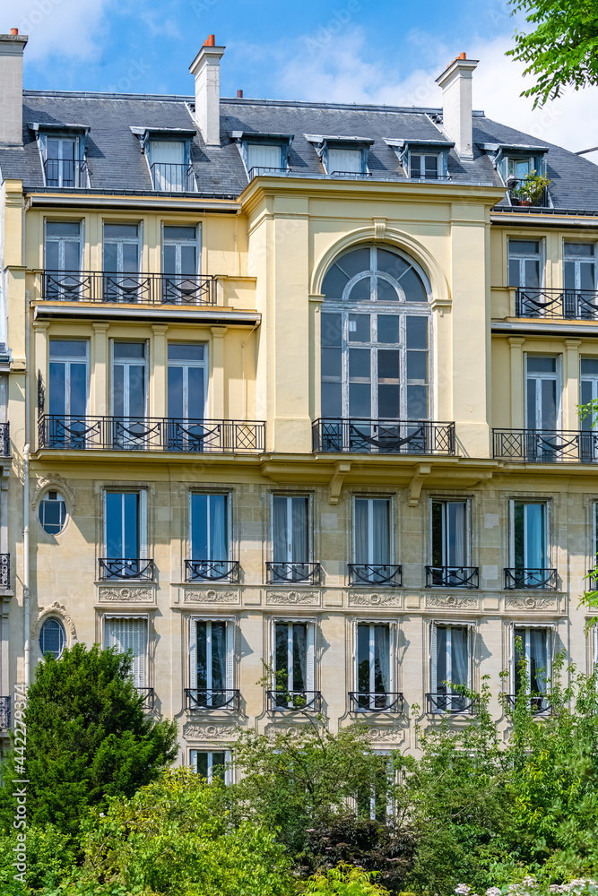 Paris, beautiful buildings in the 16th arrondissement, avenue Foch, an upscale neighborhood 
