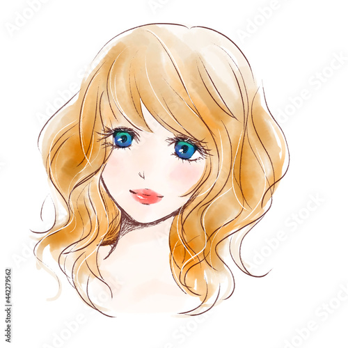 Smiling Woman, Soft Watercolor Touch