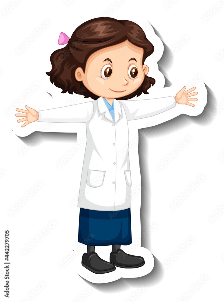 Scientist girl cartoon character in standing pose Scientist girl cartoon character in standing pose