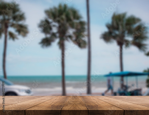 3D rendering  wooden top table on isolate blurred background