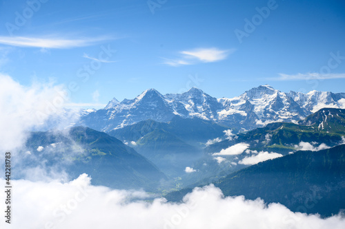 paraglider in front of the impressive Bernese Alps © schame87