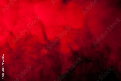 Red smoke stage studio. Abstract fog texture overlays.