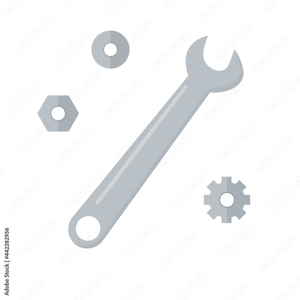 Group of nuts and wrench. Vector illustration. Group of nuts and wrench. Vector illustration.