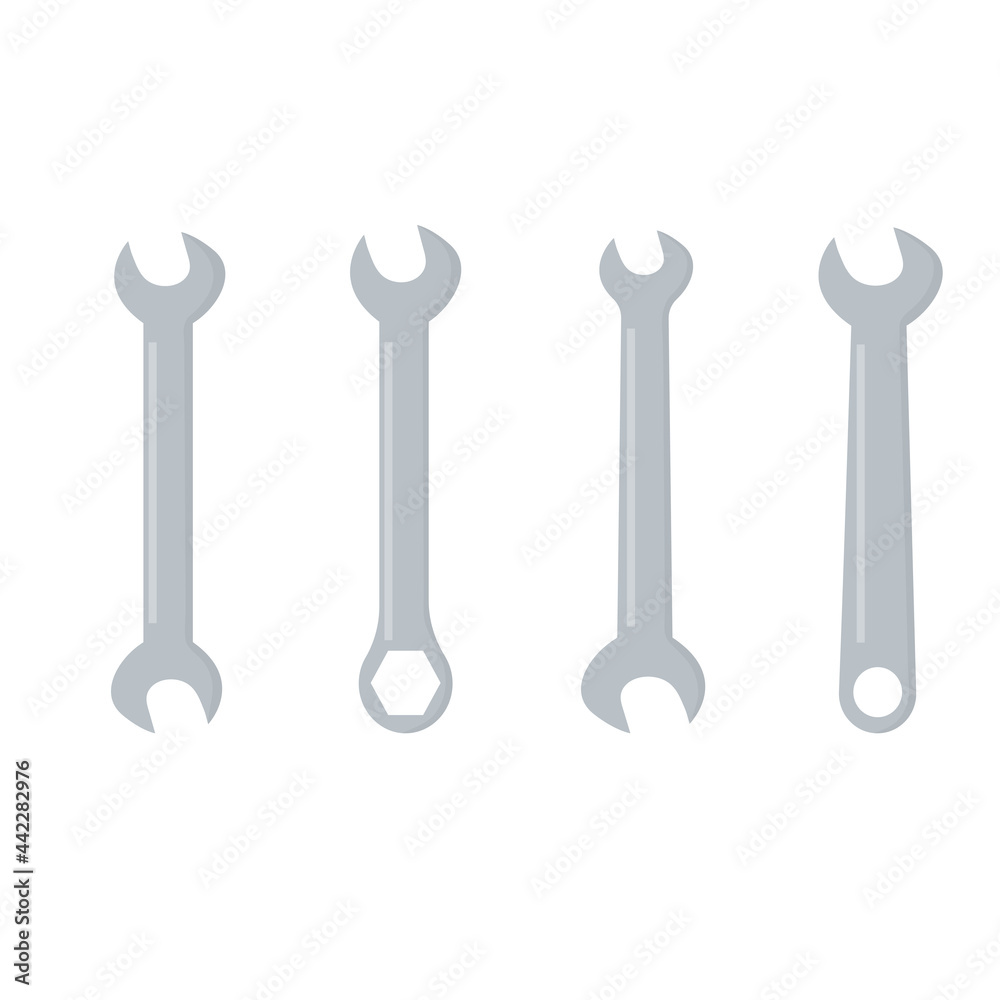 Wrench key set. Simple set of wrench key vector icons for web design on white background. Wrench key set. Simple set of wrench key vector icons for web design on white background.