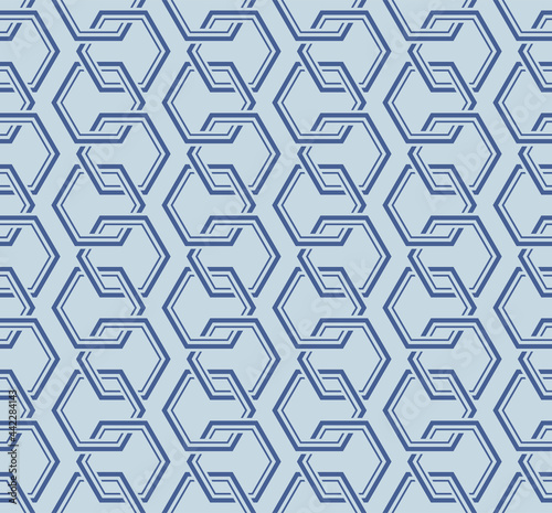 Japanese Overlap Hexagon Chain Vector Seamless Pattern
