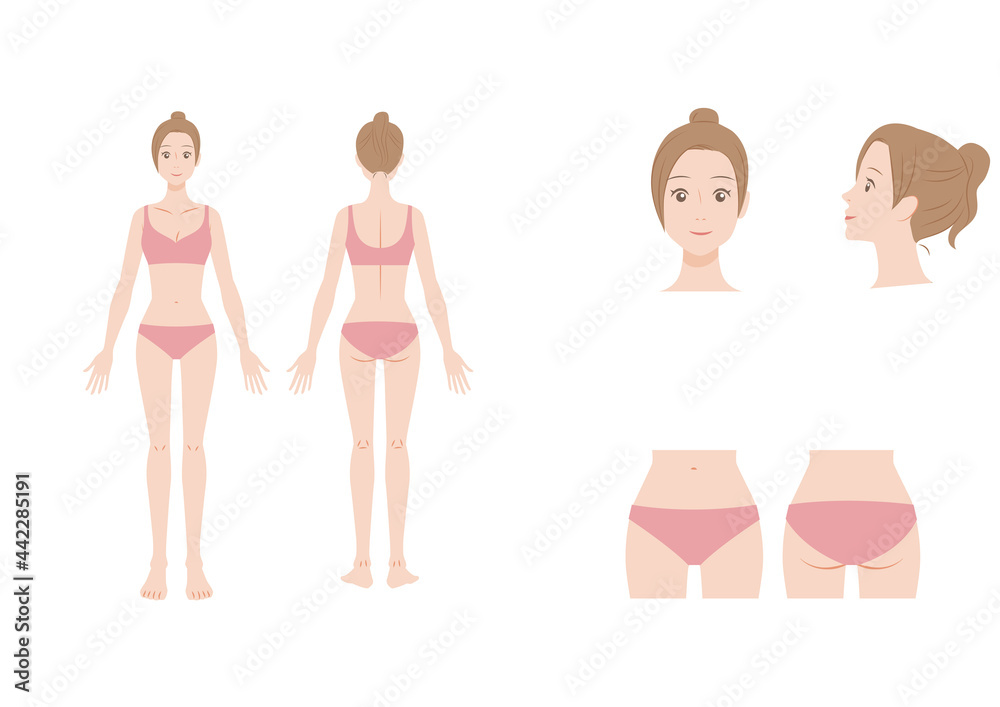 女性の全身イラストセット 女性の全身イラストセット