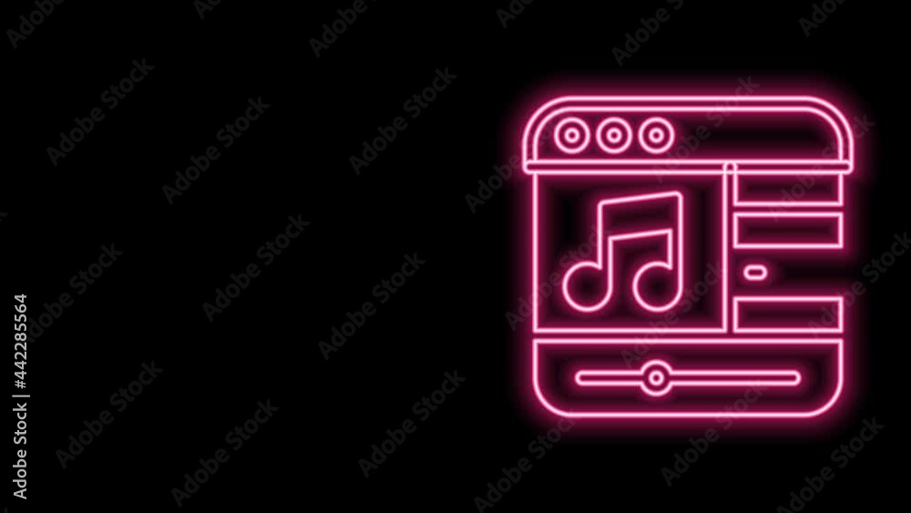 Glowing neon line Music player icon isolated on black background. Portable music device. 4K Video motion graphic animation Glowing neon line Music player icon isolated on black background. Portable music device. 4K Video motion graphic animation