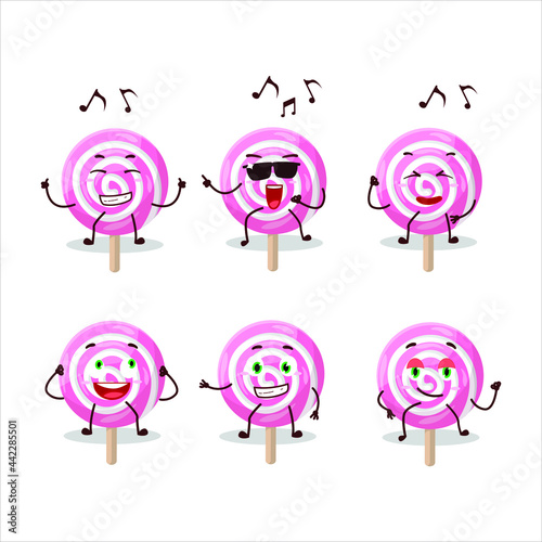 An image of lolipop spiral dancer cartoon character enjoying the music. Vector illustration
