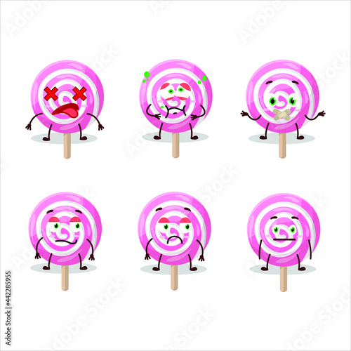 Lolipop spiral cartoon character with nope expression. Vector illustration