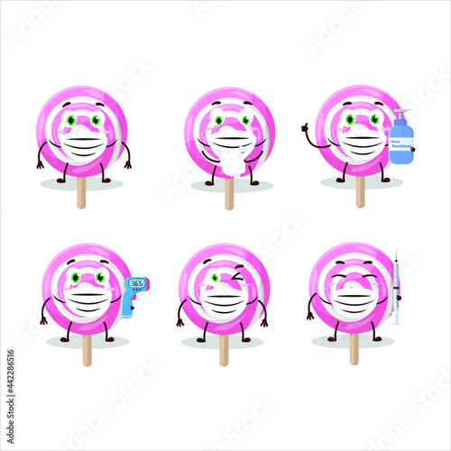 A picture of lolipop spiral cartoon design style keep staying healthy during a pandemic. Vector illustration