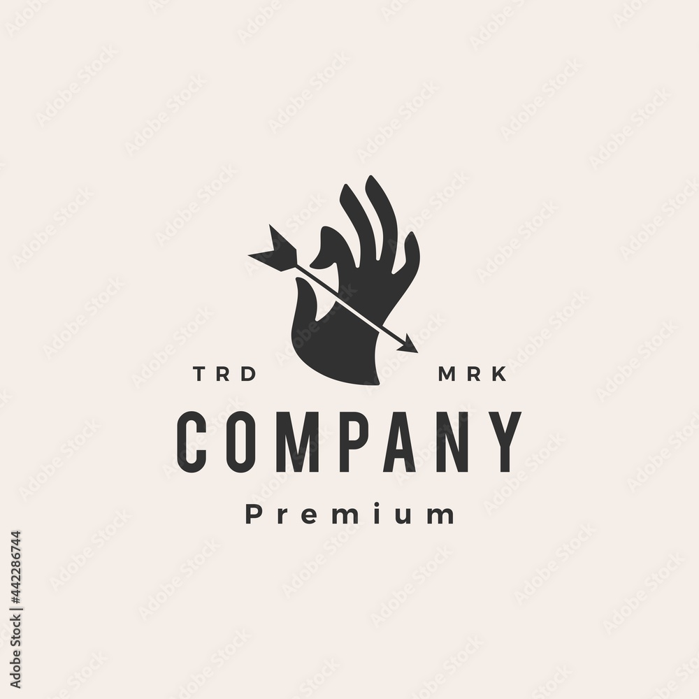 Fototapeta premium hand hold arrow hipster vintage logo vector icon illustration