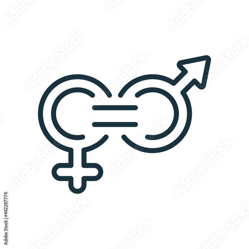 Gender Equality Symbol. Human Rights and Equality Line Icon. Female and Male Gender Symbol. Women and Men must always have Equal Opportunities. Editable stroke. Vector illustration