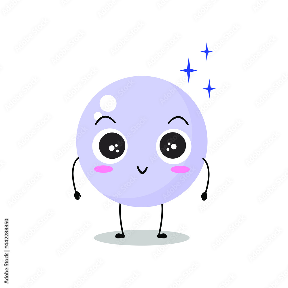Obraz premium Lovely blue bubble illustration smiling. Adorable bubble character vector for mascot, logo, symbol on application, books, comic, art