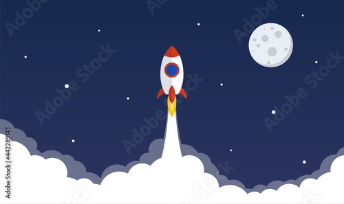 Rocket rising to the moon