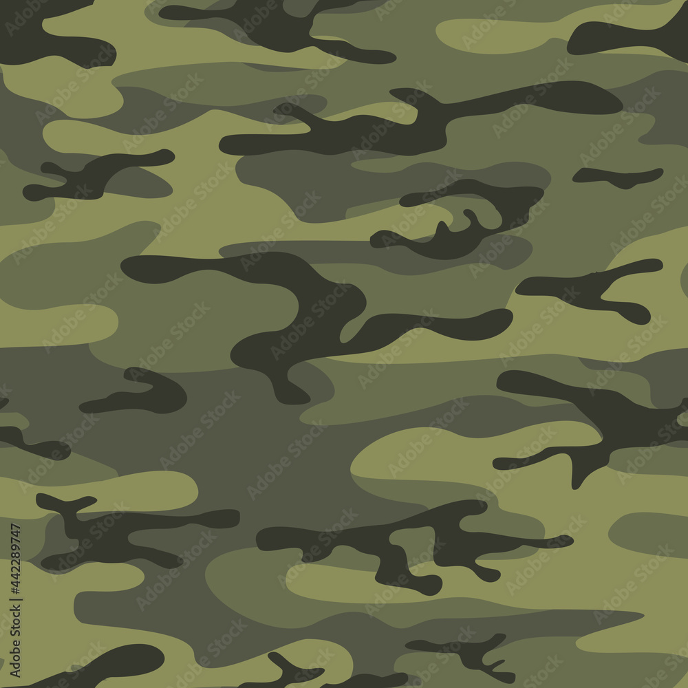 Fototapeta premium Camouflage seamless pattern. Military camo. Abstract background of spots. Print. Vector illustration