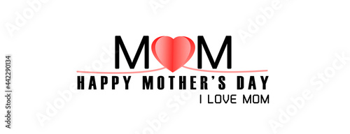 Mother's day greeting card. Symbols of love on white background