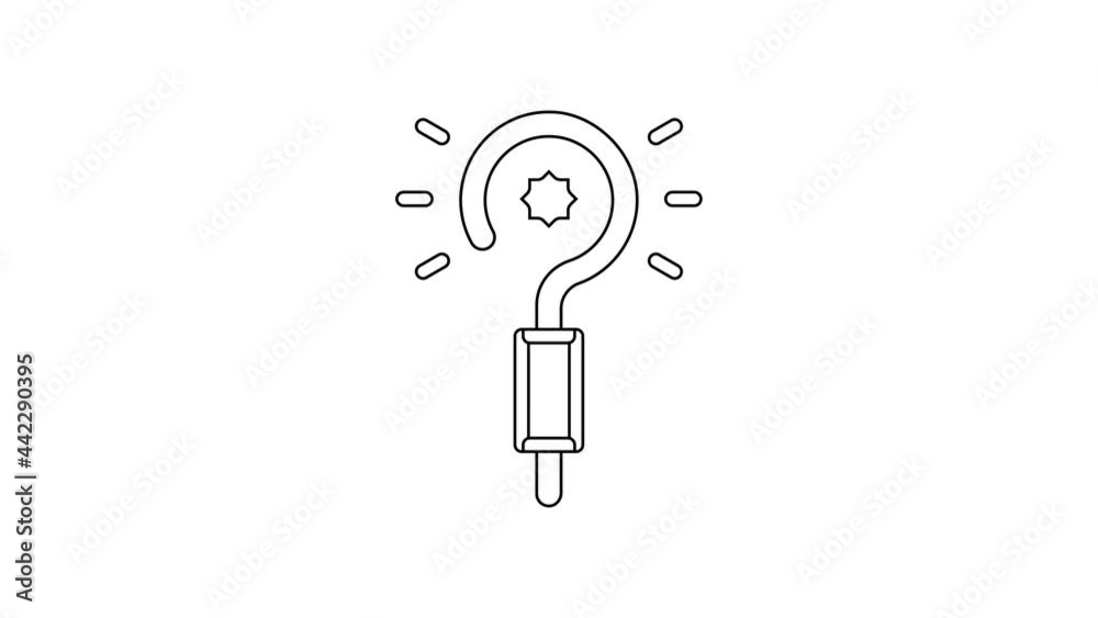 Black line Magic wand icon isolated on white background. Star shape magic accessory. Magical power. 4K Video motion graphic animation Black line Magic wand icon isolated on white background. Star shape magic accessory. Magical power. 4K Video motion graphic animation