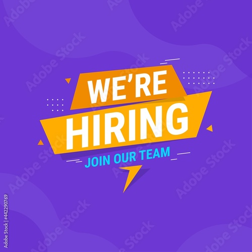 We Are Hiring Join Our Team Announcement. Hiring Recruitment Banner Template. Business Recruiting Concept - EPS 10 Vector