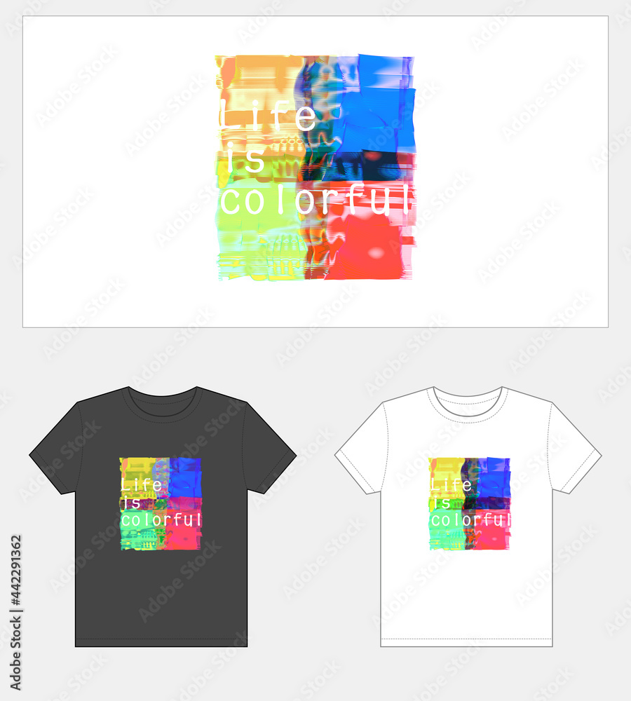 Colorful abstract t-shirt graphic design.