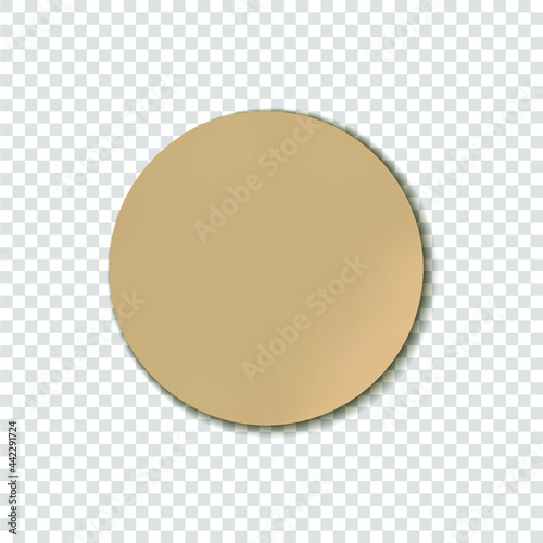 Vector vintage circle sticker isolated on light transparent background, craft paper.
