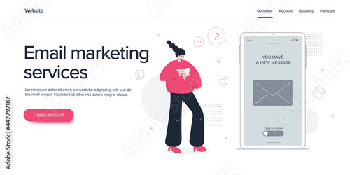 Email service in isometric vector illustration. Electronic mail message concept as business marketing. Newsletter sending mobile service layout or webmail. Web banner template.