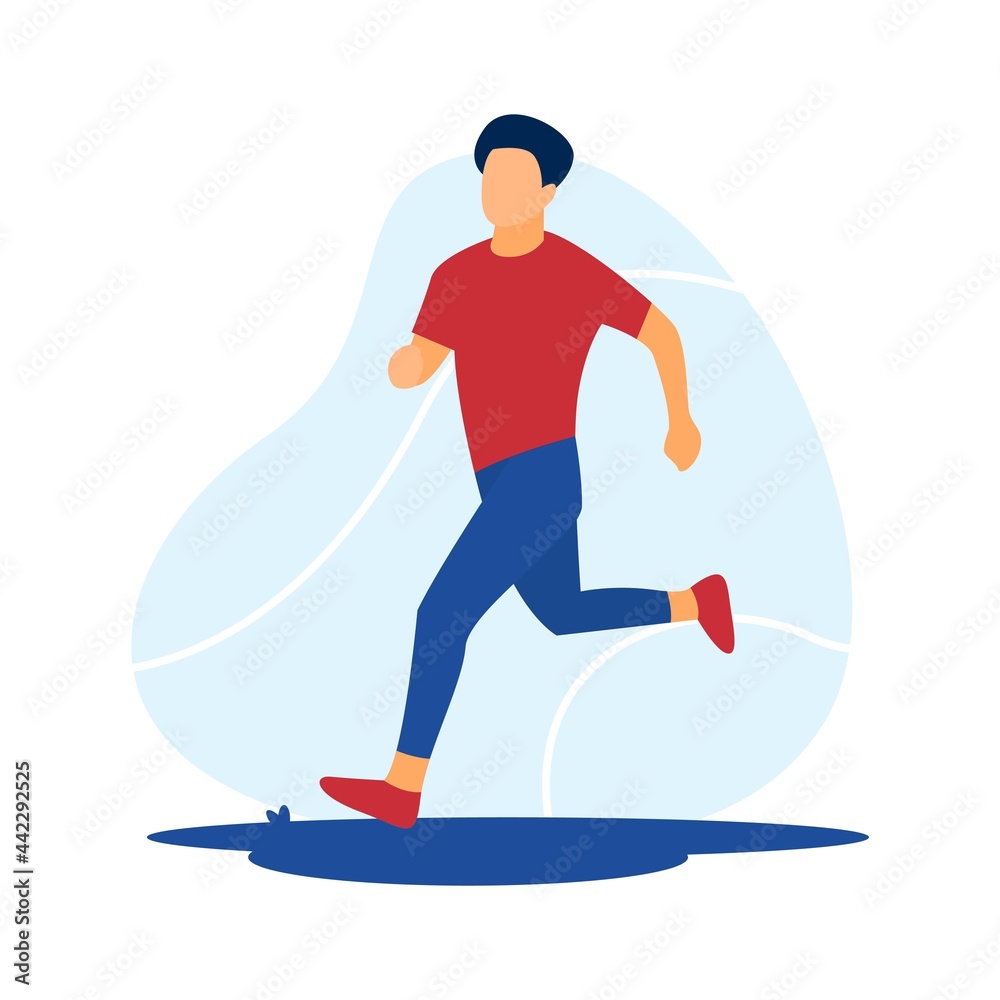 Running Man Flat Illustration. Flat Cartoon Style Isolated on white background. - EPS 10 Vector