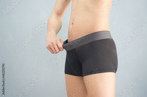 Man and his penis with underwear.