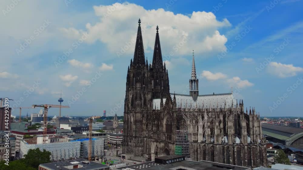 Cologne Cathedral - the iconic church in the city center - aerial view - aerial photography Cologne Cathedral - the iconic church in the city center - aerial view - aerial photography