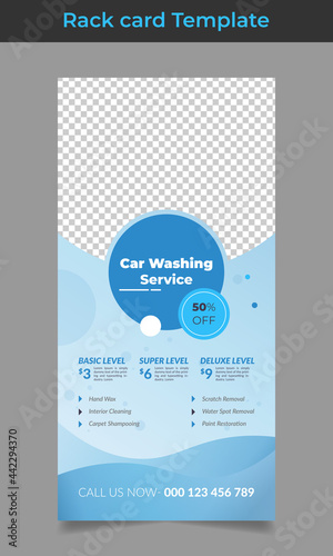 Car wash business Rack Card template design