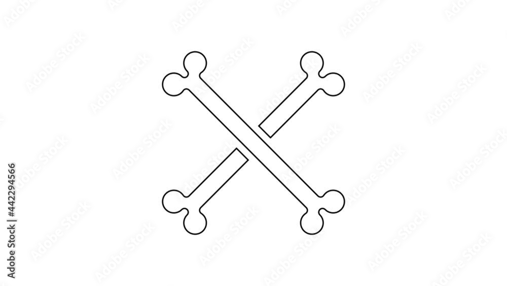 Black line Crossed human bones icon isolated on white background. 4K Video motion graphic animation Black line Crossed human bones icon isolated on white background. 4K Video motion graphic animation