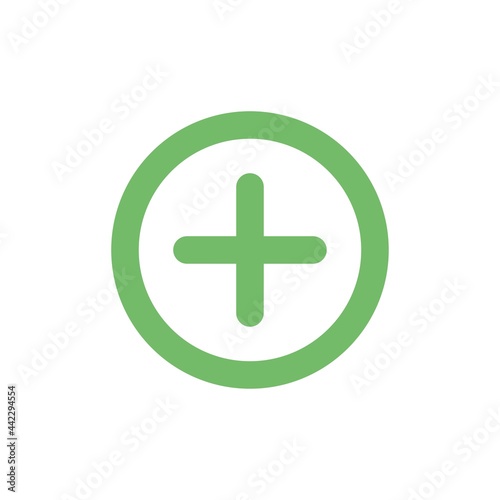 Green plus sign or add button icon