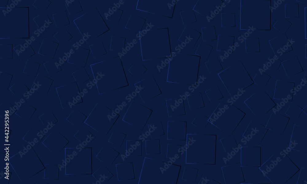 Dark blue 3d horizontal seamless pattern with gradient square shapes. Elegant dark vector seamless background for corporate concept, website, wrapping paper, packaging, cover, tablecloth.