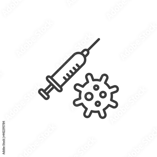 Vaccine and virus icon with white background.