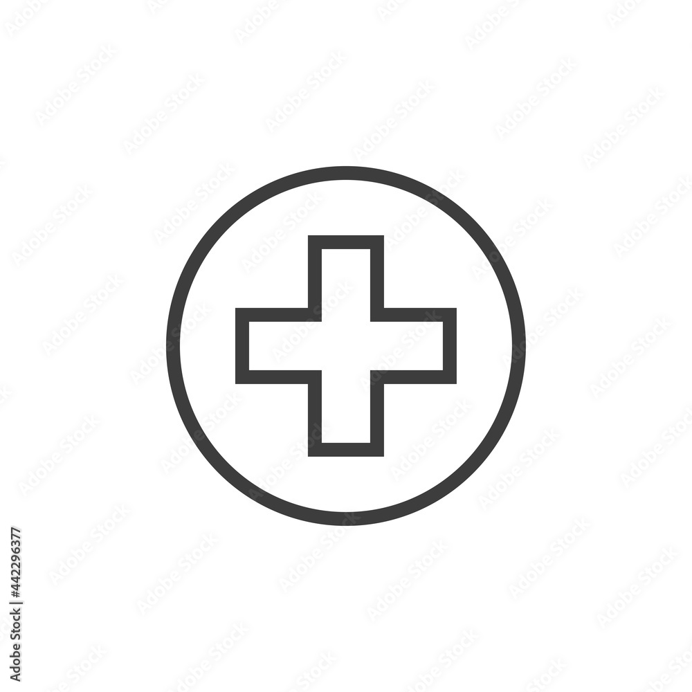 Outline medical cross icon on white background Outline medical cross icon on white background