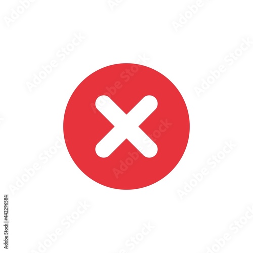 Red cross icon with white background