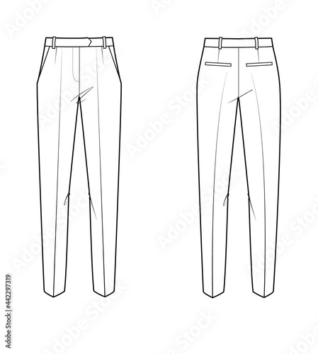 Technical sketch woman pants with pocket
