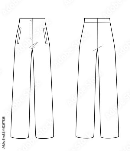 Technical sketch woman pants with pocket