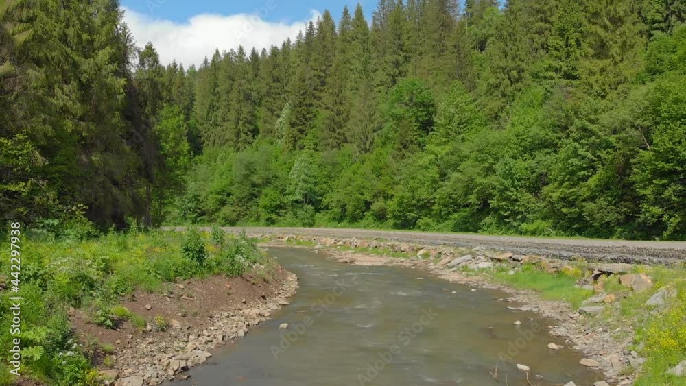 The mountain river aerial drone view The mountain river aerial drone view