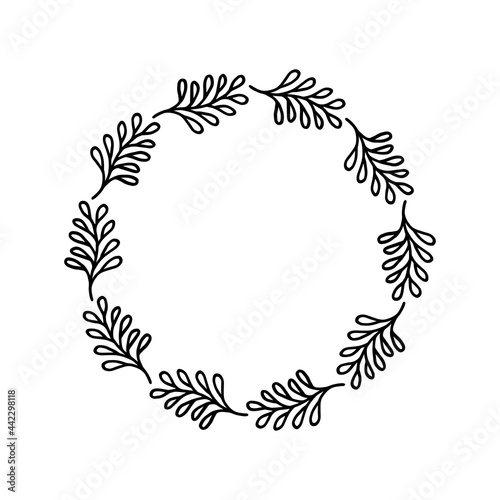 Wallpaper Mural Hand-drawn wreath on white background. Black plant doodle wreath. Torontodigital.ca